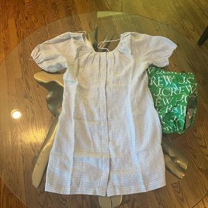 J. Crew V-Back Linen Shirtdress in Ginham 12 Petite